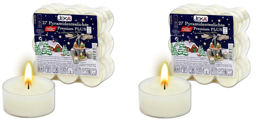 Pyramidenteelichter Kunststoffhülle Premium PLUS (2 x 27 Stück)